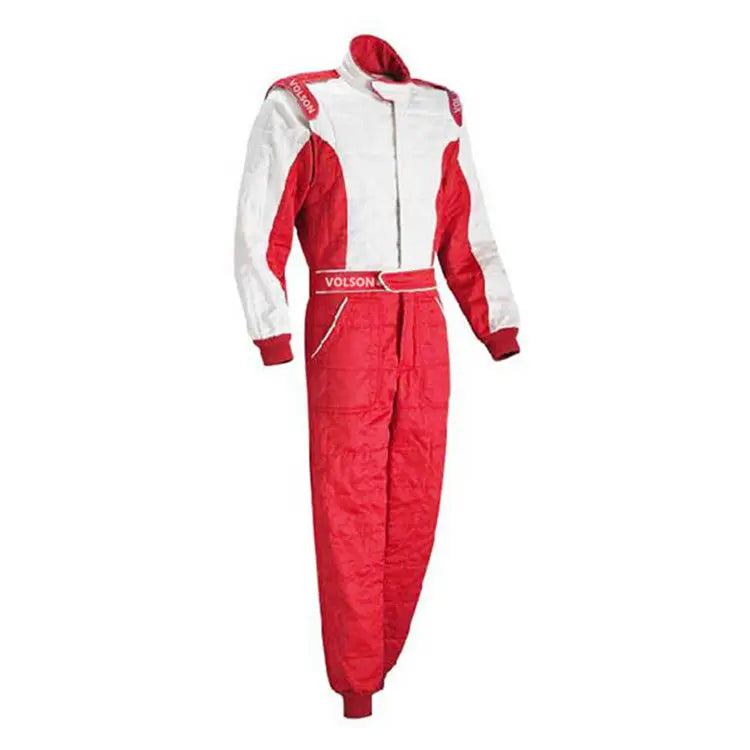 Combinaison de course rouge avec des touches de noir pour adultes