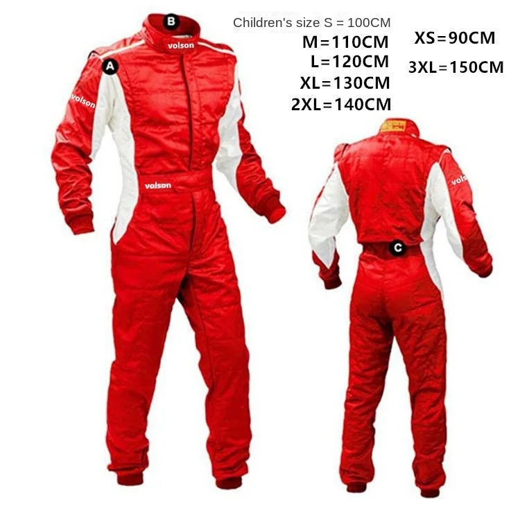 Combinaison de course rouge avec des touches de noir pour adultes