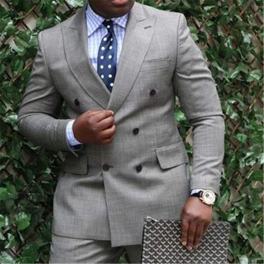 Casual Business Wedding Suit For Men 2Pieces(Jacket+Tie+Pant) Tuxedos Groom Prom Tuxedo Trajes De Hombre Blazer