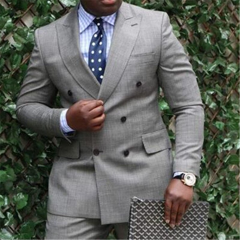 Casual Business Wedding Suit For Men 2Pieces(Jacket+Tie+Pant) Tuxedos Groom Prom Tuxedo Trajes De Hombre Blazer