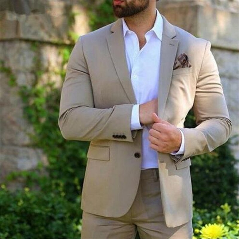 Traje informal de verano para hombre, chaqueta, pantalón y corbata, para boda, corte entallado, 2 piezas (chaqueta, pantalón y corbata) 
