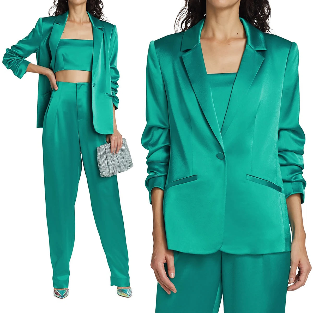 Ensemble 3 pièces décontracté pour femme, blazer ample, tenue de bureau, un bouton, tenue de soirée quotidienne, sur mesure