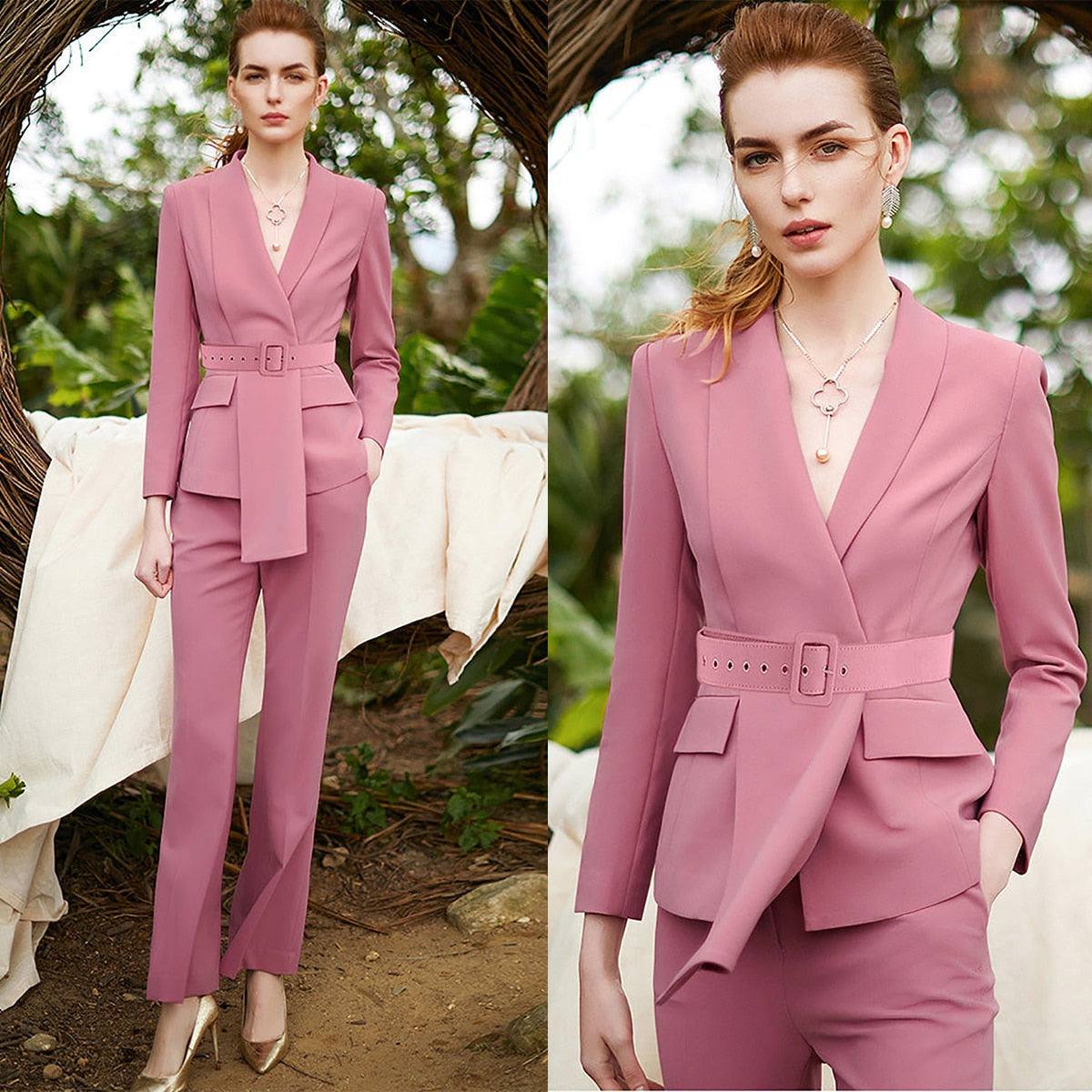 Celebrity Tailored Women Pants Suits Slim Fit Prom Party Wear Blazer For Wedding Wide Leg 2 Pieces