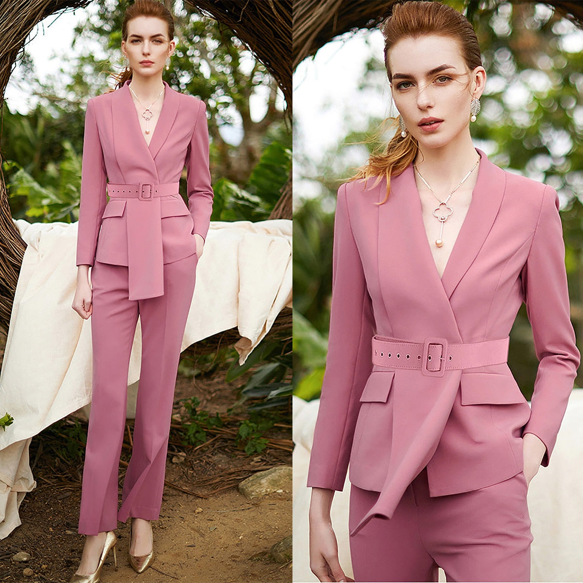 Costume 2 pièces pour femme, coupe slim, blazer, coupe large, pour bal de promo, mariage 