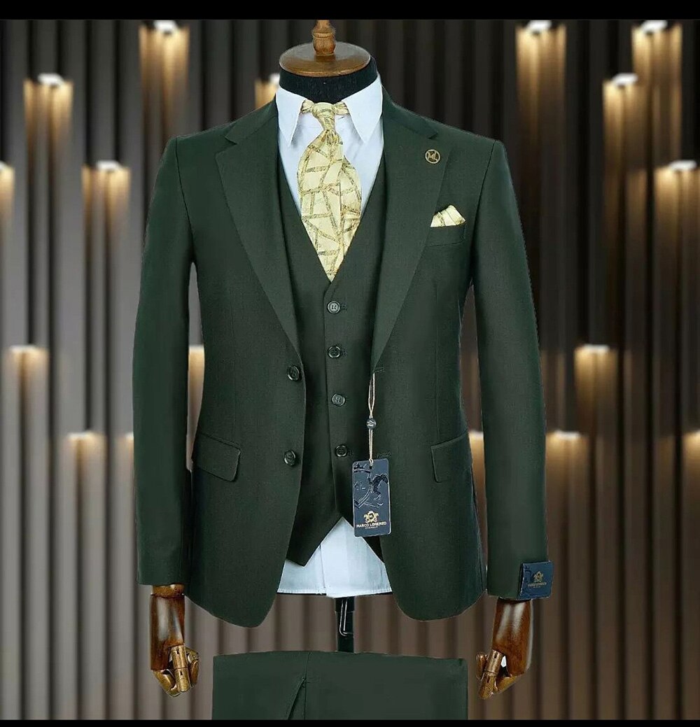 Champagne 3 Pcs Jacket Pants Vest Blazer Trousers Men's Wedding Party Wear Suits Men Sets Outfit