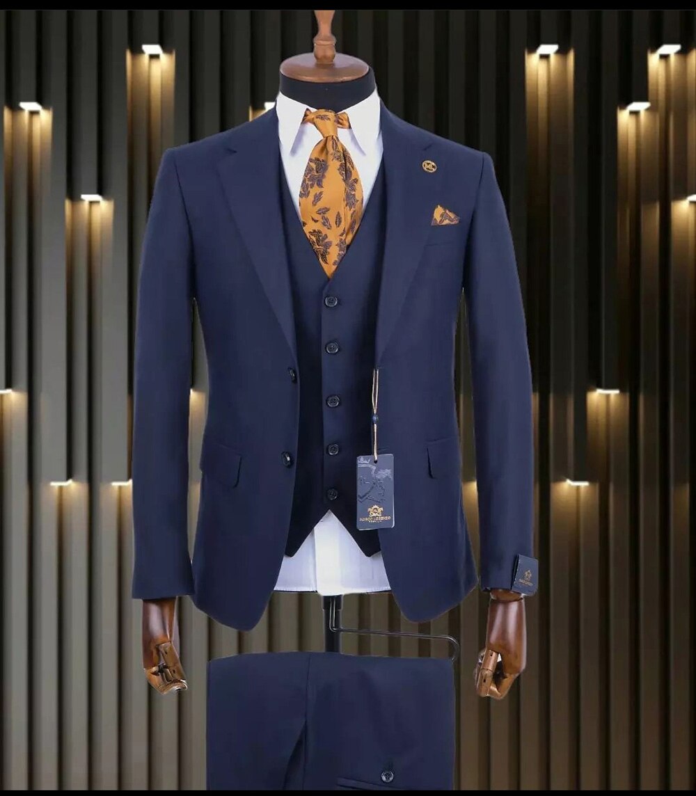 Champagne 3 Pcs Jacket Pants Vest Blazer Trousers Men's Wedding Party Wear Suits Men Sets Outfit