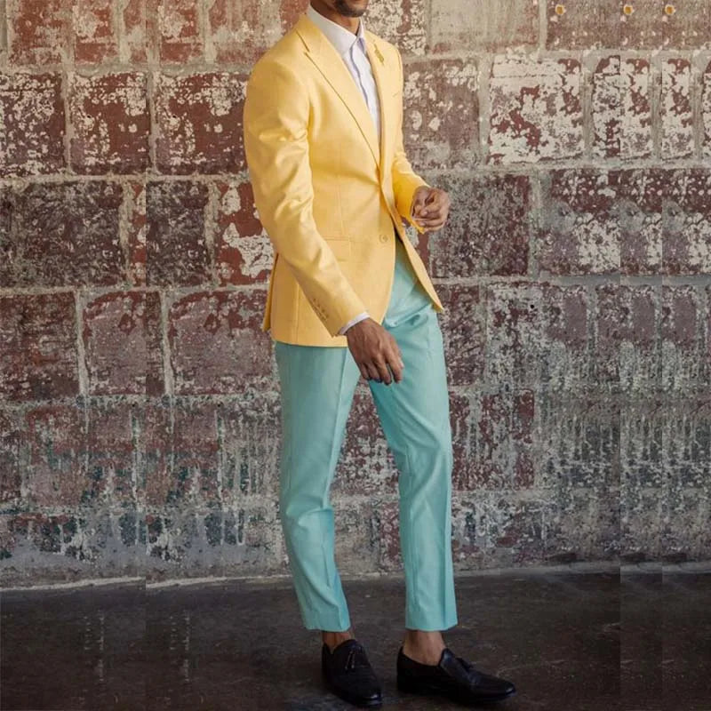 Conjunto de 2 piezas de chaqueta y pantalón para fiesta de graduación, elegante y ajustado, de alta calidad, con solapa de pico y botonadura sencilla.