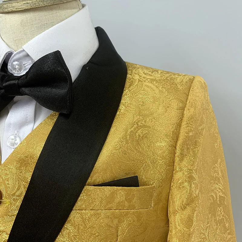 Stylish Boys Golden Blazer Suit with Bowtie - Perfect for Weddings, Photo Shoots, and Formal Events