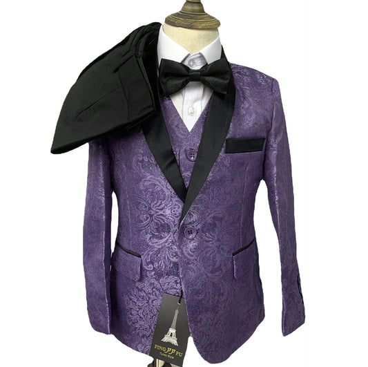 Blazer doré élégant pour garçon avec nœud papillon – Parfait pour les mariages, les séances photo et les événements formels 