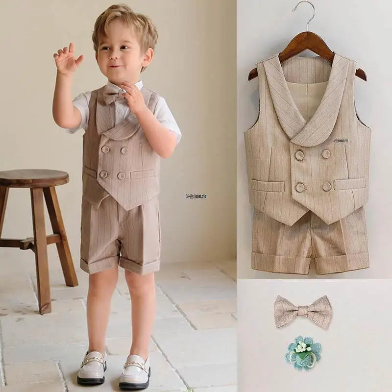 Ensemble costume croisé pour tout-petit garçon avec nœud papillon et pantalon habillé 