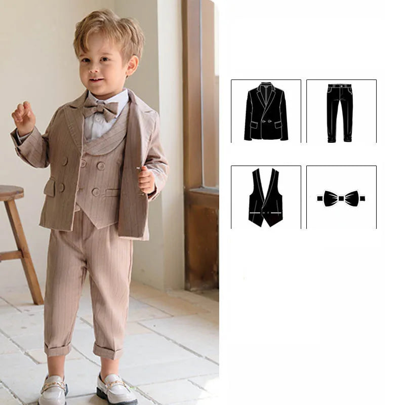 Ensemble costume croisé pour tout-petit garçon avec nœud papillon et pantalon habillé 