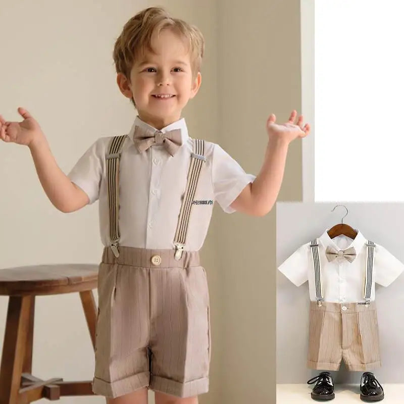 Ensemble costume croisé pour tout-petit garçon avec nœud papillon et pantalon habillé 