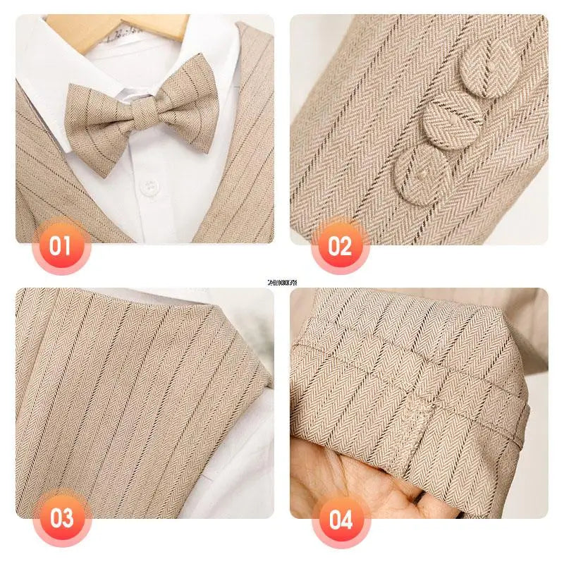 Ensemble costume croisé pour tout-petit garçon avec nœud papillon et pantalon habillé 