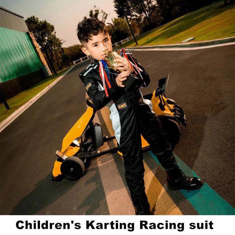 Trajes de karting para niños, monos de carreras de coches de F1, monos de automóvil para niños, trajes de motocicleta impermeables y a prueba de viento de doble capa 