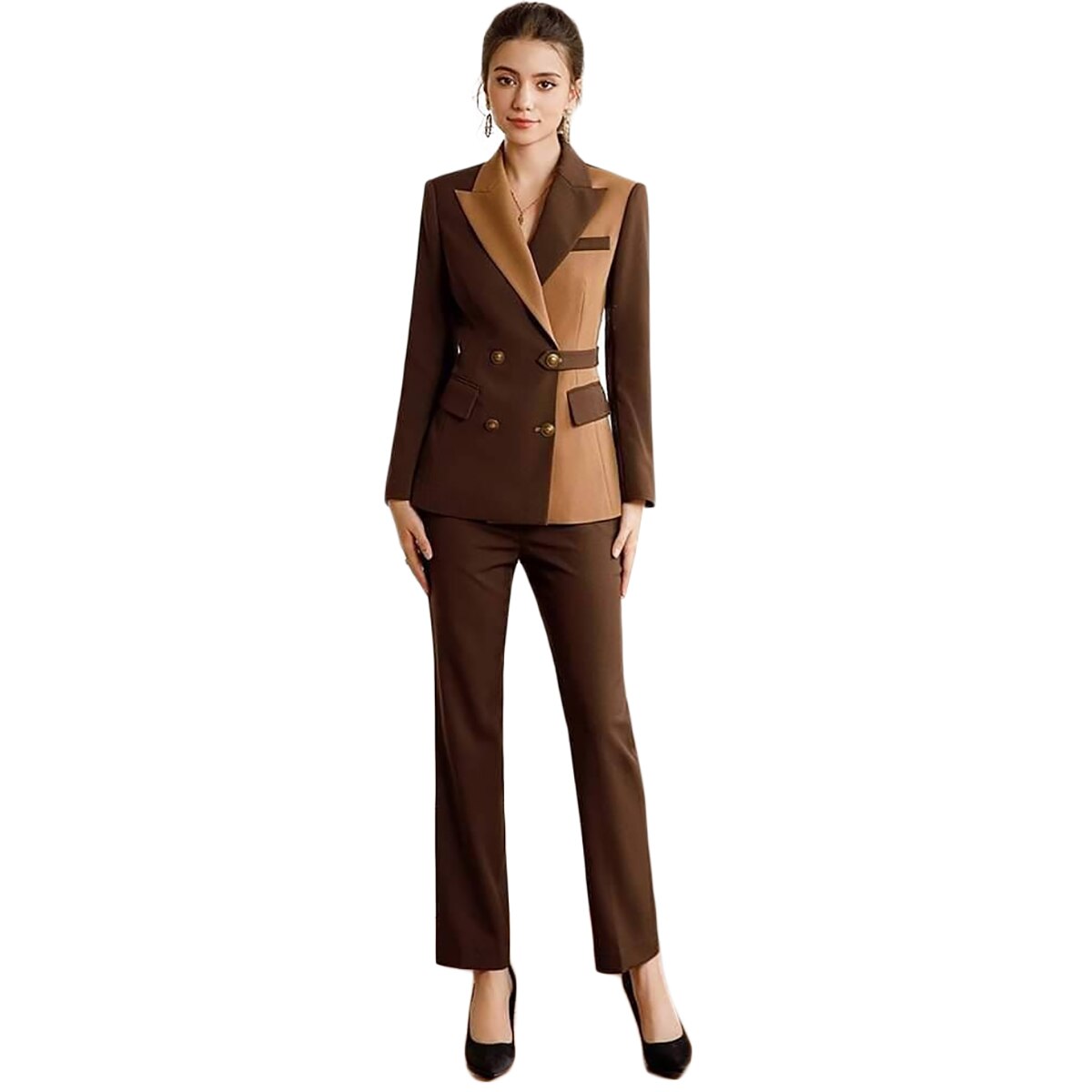 Chocolate Color Women Pants Suits Slim Fit Tailored Evening Party Wear For Wedding Straight Trousers Two Pieces