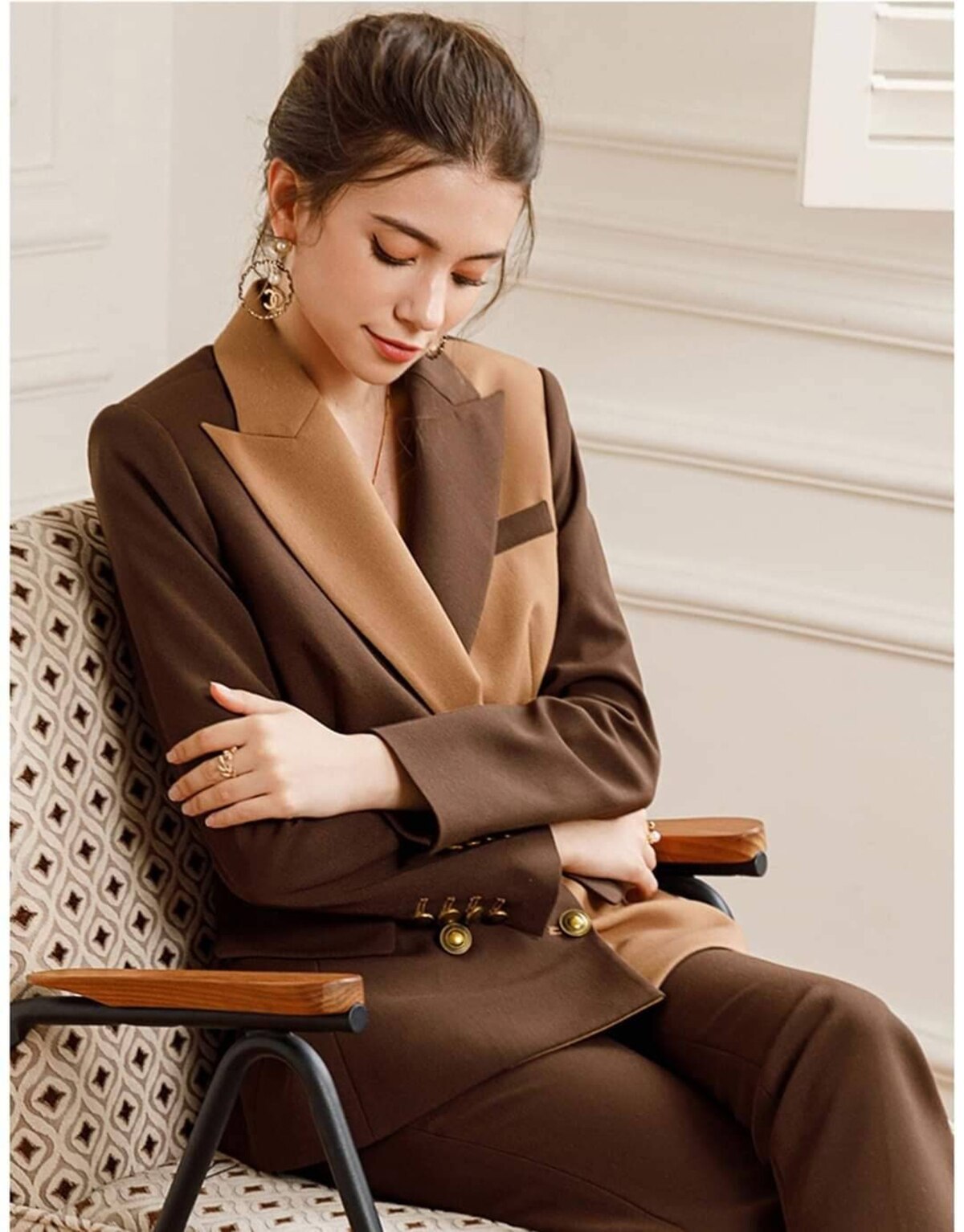Chocolate Color Women Pants Suits Slim Fit Tailored Evening Party Wear For Wedding Straight Trousers Two Pieces