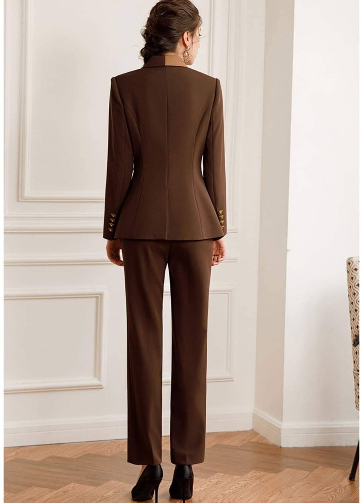 Chocolate Color Women Pants Suits Slim Fit Tailored Evening Party Wear For Wedding Straight Trousers Two Pieces