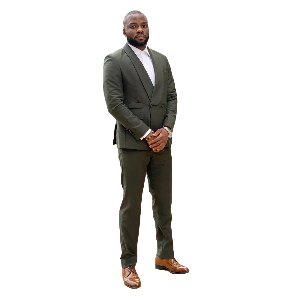 Costume classique pour homme d'affaires, smoking croisé, revers cranté, coupe slim, veste blazer, 2 pièces