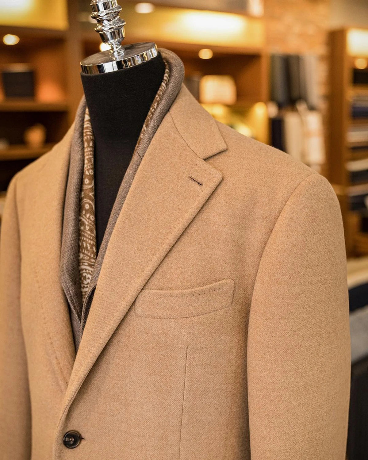 Abrigo clásico de lana estilo inglés champán para hombre, grueso, personalizado, de un solo pecho, largo, informal, cálido, para invierno.