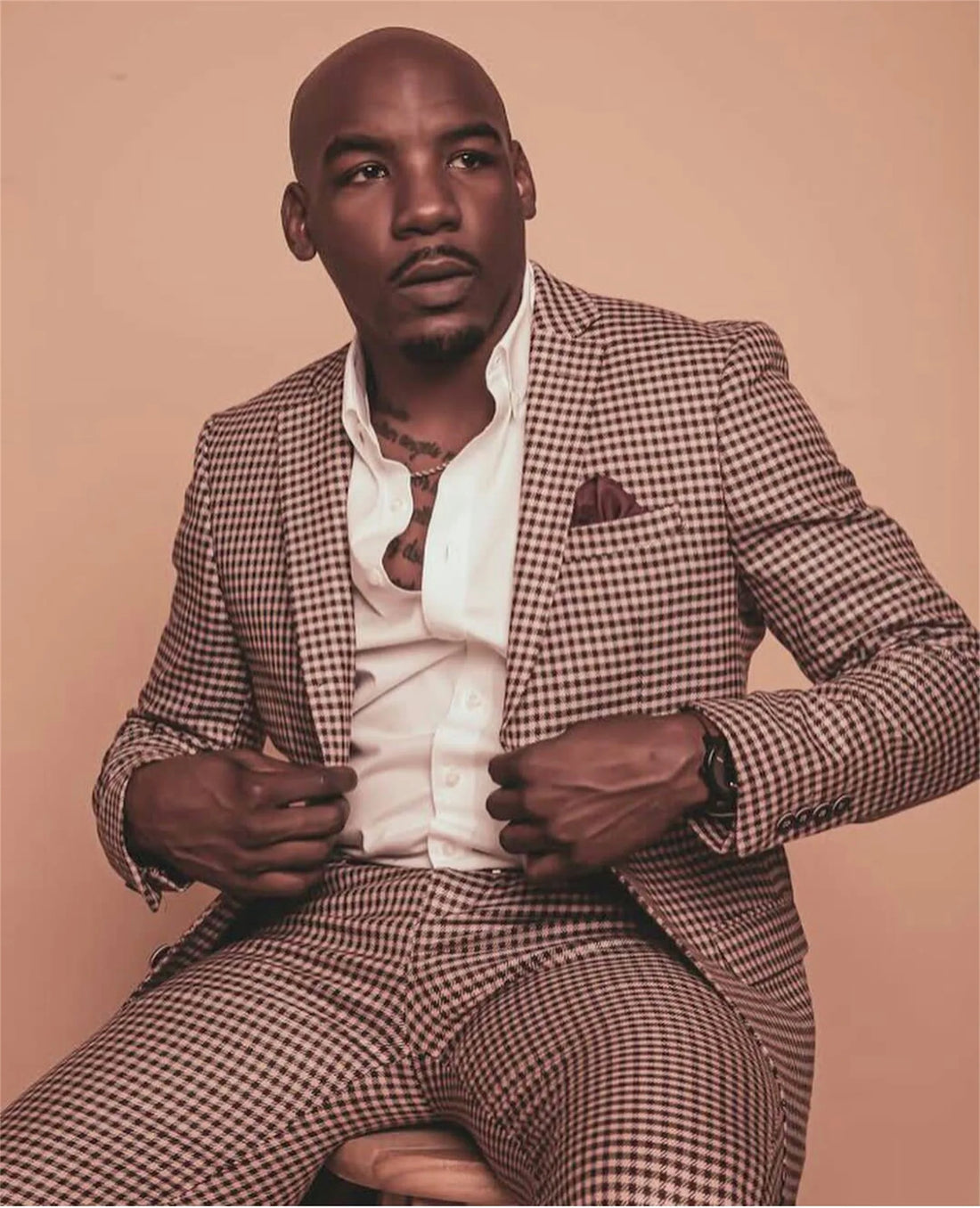 Classic Check Men Suits Groom Groomsmen One Button Pants Suit Tailored Prom Party Blazer Jacket (Jacket+Pants)