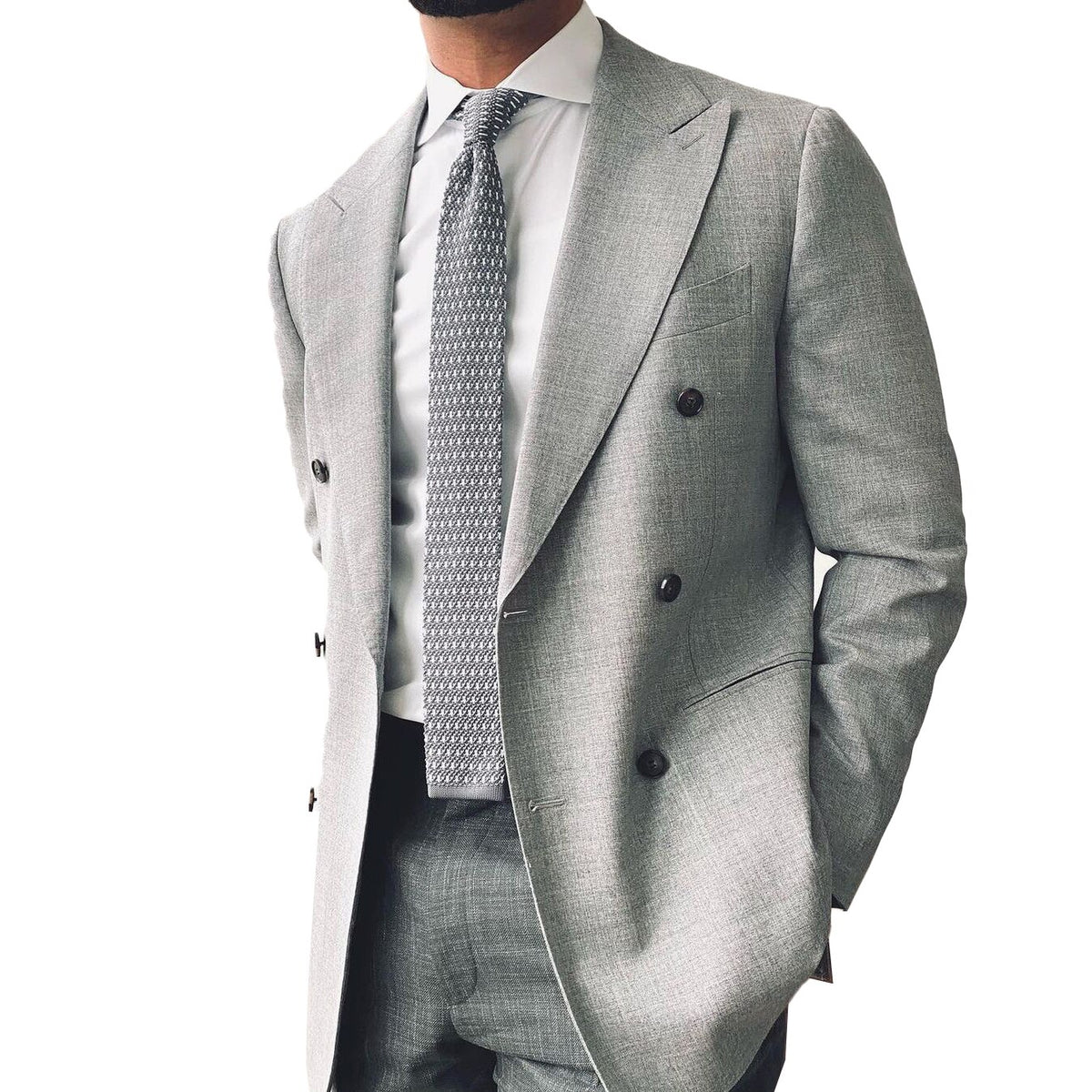 Classic Grey Men Suits With One Pieces Jacket Custom Made Bridegroom Wedding Formal Occasiom