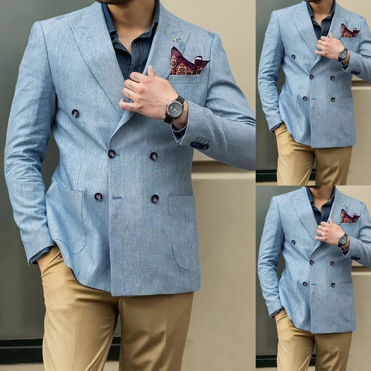 Costume de marié classique, smoking de mariage, revers pointus, croisé, blazer slim, 2 pièces (veste + pantalon), sur mesure