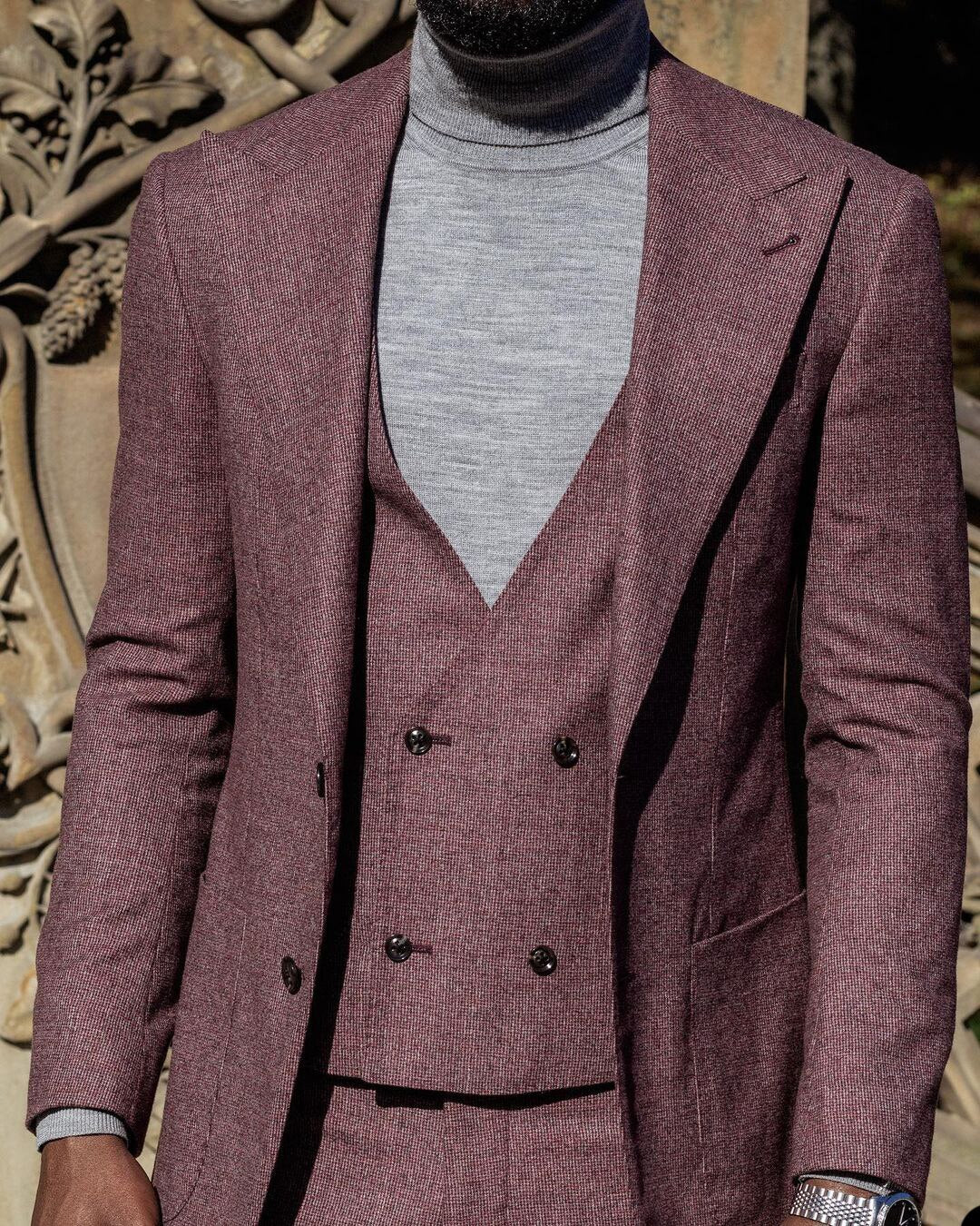 Classic Men's Suit Three-Piece Jacket Vest And Pants Formal Occasion Style Simple Atmosphere