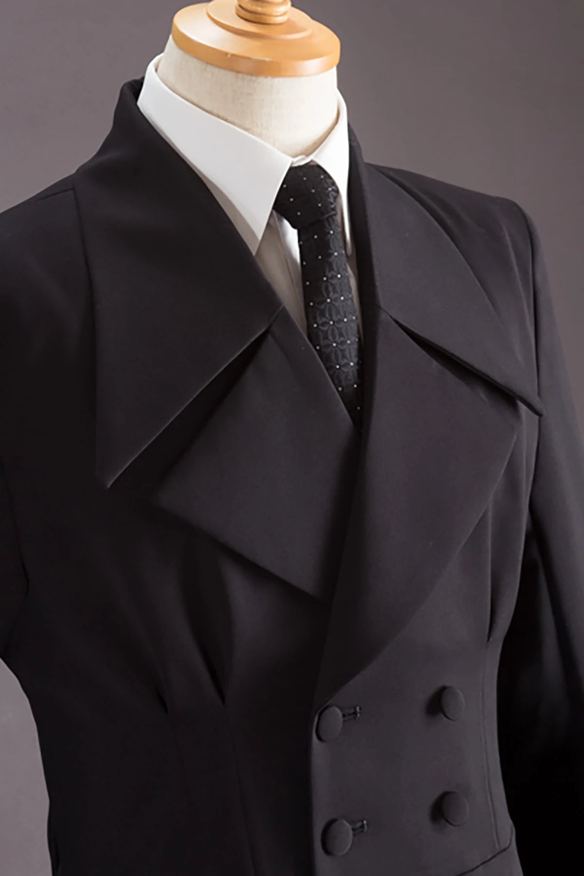 Elegant Custom Tailored Black Long Coat for Men - Premium Thick Fabric, Double Breasted Design, Perfect for Autumn and Formal Occasions