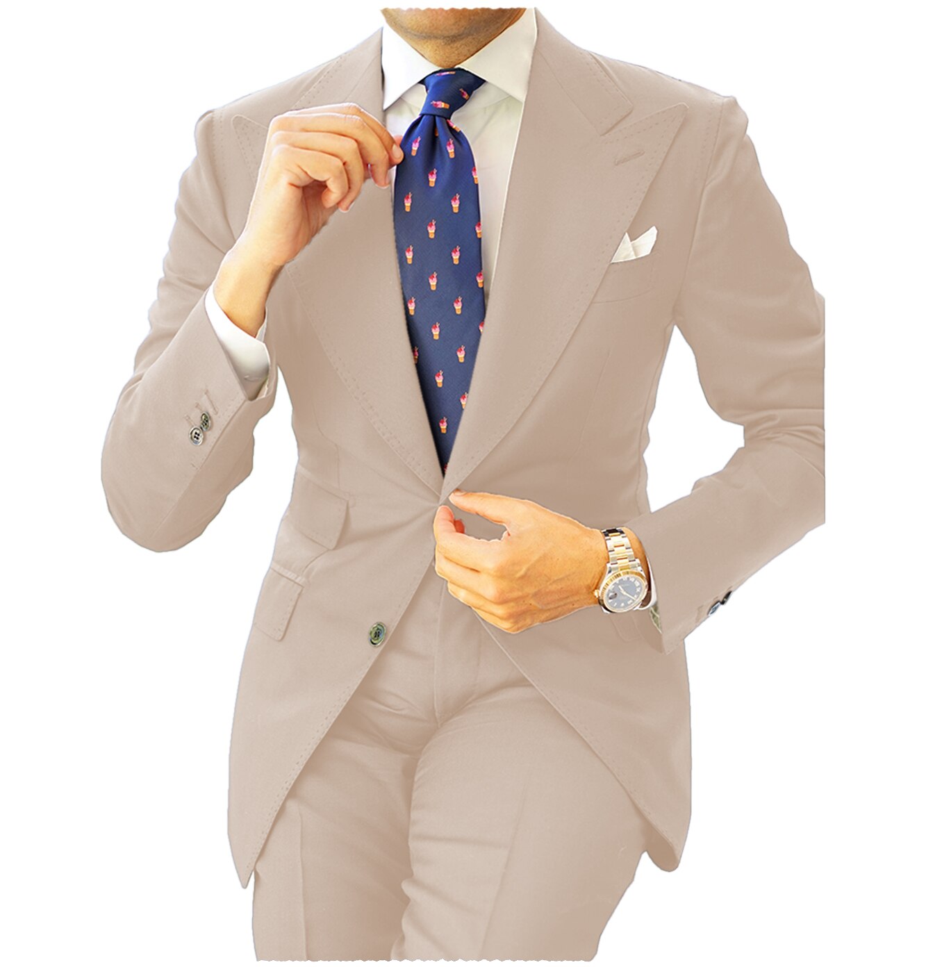Trajes clásicos para hombre, 2 piezas, azul marino, corte entallado, esmoquin de negocios para boda formal, blazer, traje de novio, solapa de pico 