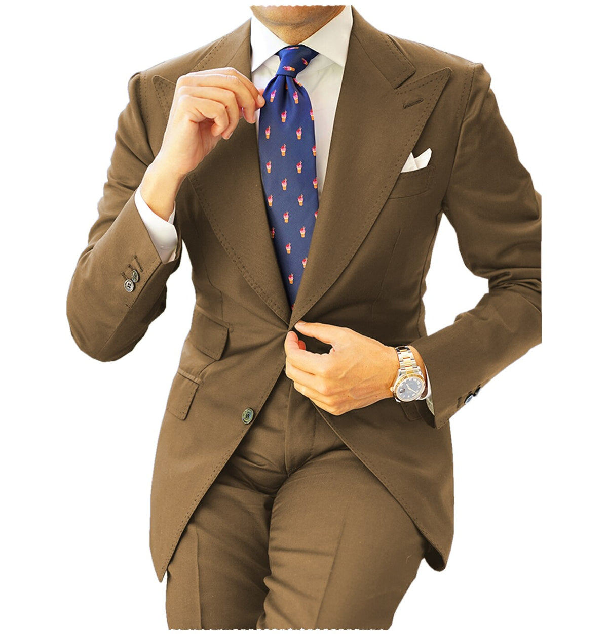 Trajes clásicos para hombre, 2 piezas, azul marino, corte entallado, esmoquin de negocios para boda formal, blazer, traje de novio, solapa de pico 