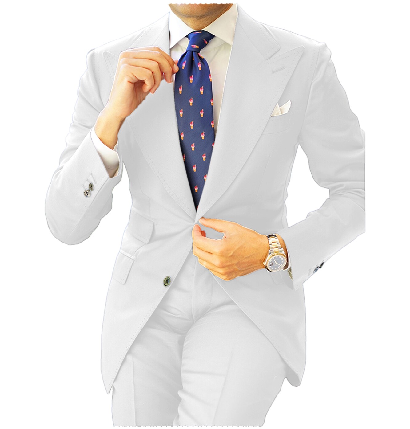 Trajes clásicos para hombre, 2 piezas, azul marino, corte entallado, esmoquin de negocios para boda formal, blazer, traje de novio, solapa de pico 