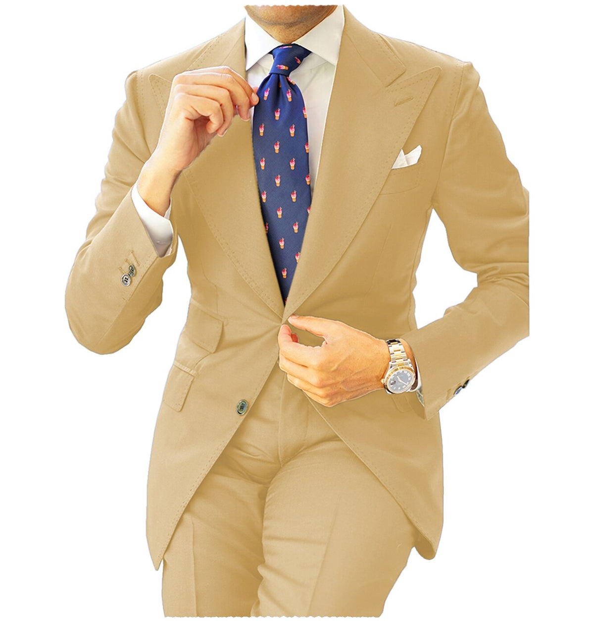 Trajes clásicos para hombre, 2 piezas, azul marino, corte entallado, esmoquin de negocios para boda formal, blazer, traje de novio, solapa de pico 