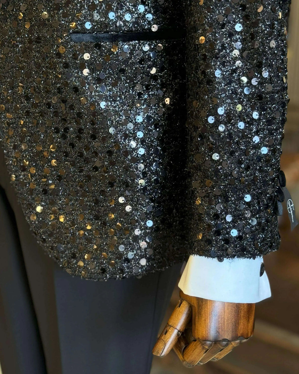 Trajes de boda clásicos para hombre, solapa chal, botonadura sencilla, esmoquin de lentejuelas, traje de noche para novio, chaqueta de 3 piezas, pantalón y chaleco, hecho a medida.