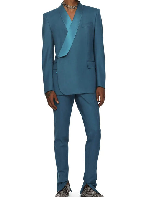 Classic Men Wedding Suits Shawl Lapel Tuxedos 2 Pcs Jacket Pants For Groom Business Party Prom Custom Made