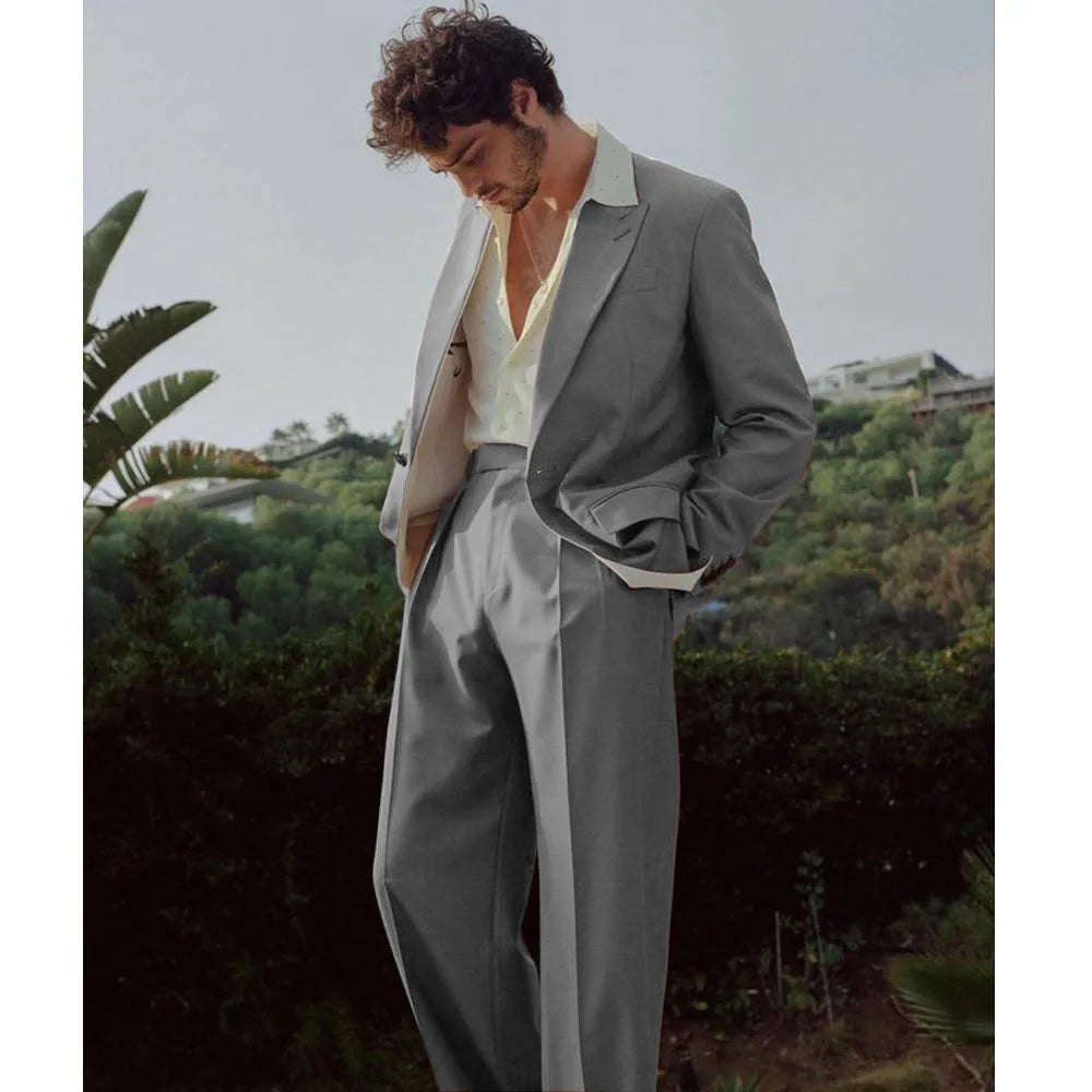Chaquetas de traje clásicas para hombre. Nuevo traje de sarga para hombre. Blazers de traje francés de dos piezas, estilo informal de negocios, de un solo pecho.