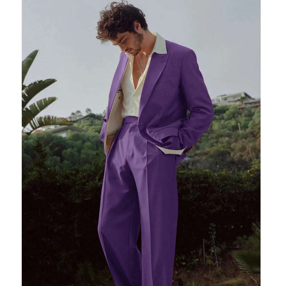 Chaquetas de traje clásicas para hombre. Nuevo traje de sarga para hombre. Blazers de traje francés de dos piezas, estilo informal de negocios, de un solo pecho.