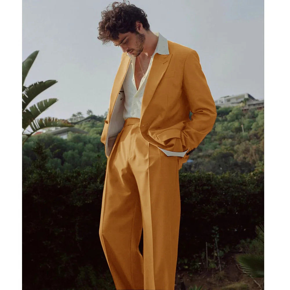 Chaquetas de traje clásicas para hombre. Nuevo traje de sarga para hombre. Blazers de traje francés de dos piezas, estilo informal de negocios, de un solo pecho.