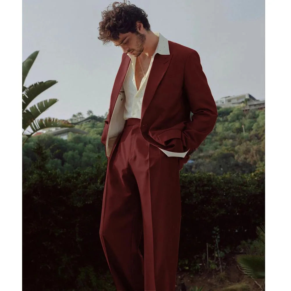 Chaquetas de traje clásicas para hombre. Nuevo traje de sarga para hombre. Blazers de traje francés de dos piezas, estilo informal de negocios, de un solo pecho.
