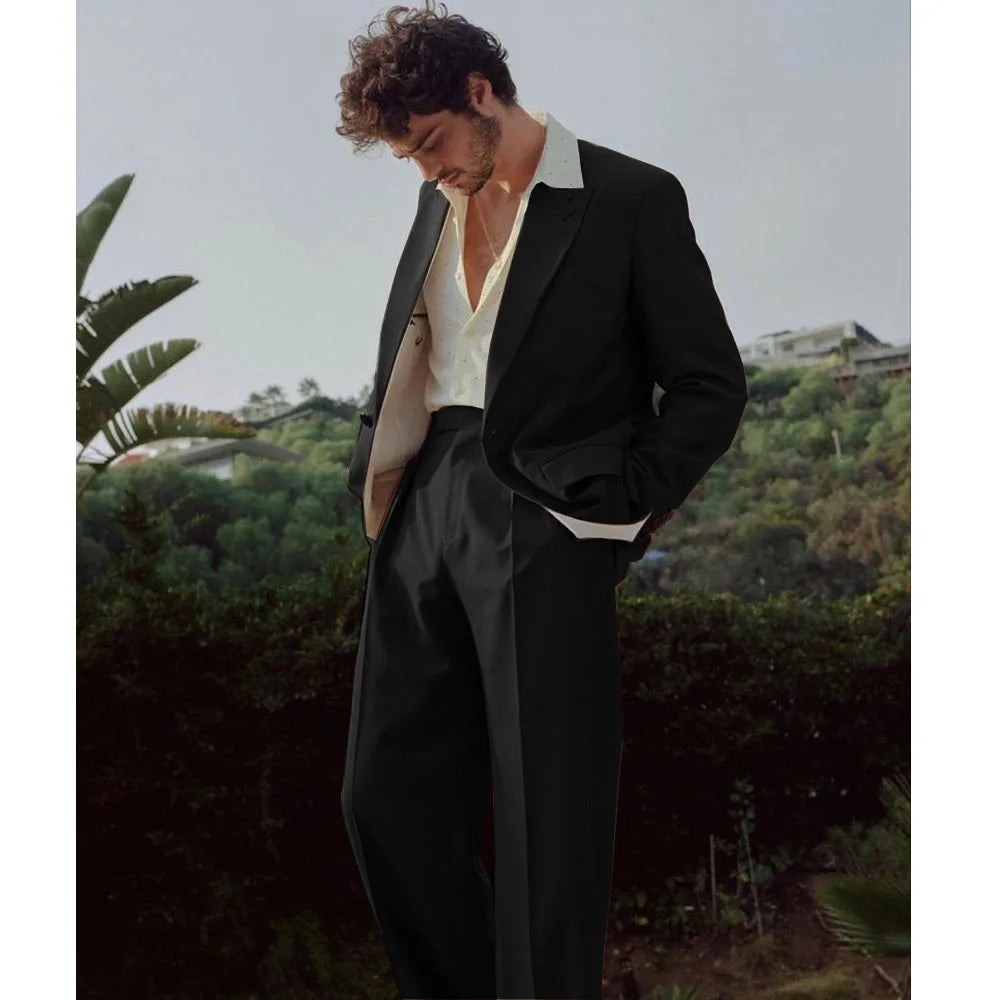 Chaquetas de traje clásicas para hombre. Nuevo traje de sarga para hombre. Blazers de traje francés de dos piezas, estilo informal de negocios, de un solo pecho.