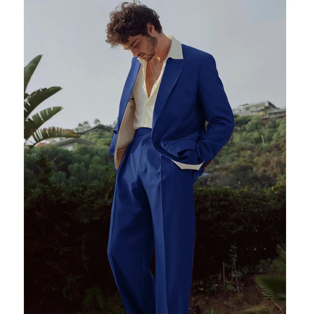 Chaquetas de traje clásicas para hombre. Nuevo traje de sarga para hombre. Blazers de traje francés de dos piezas, estilo informal de negocios, de un solo pecho.