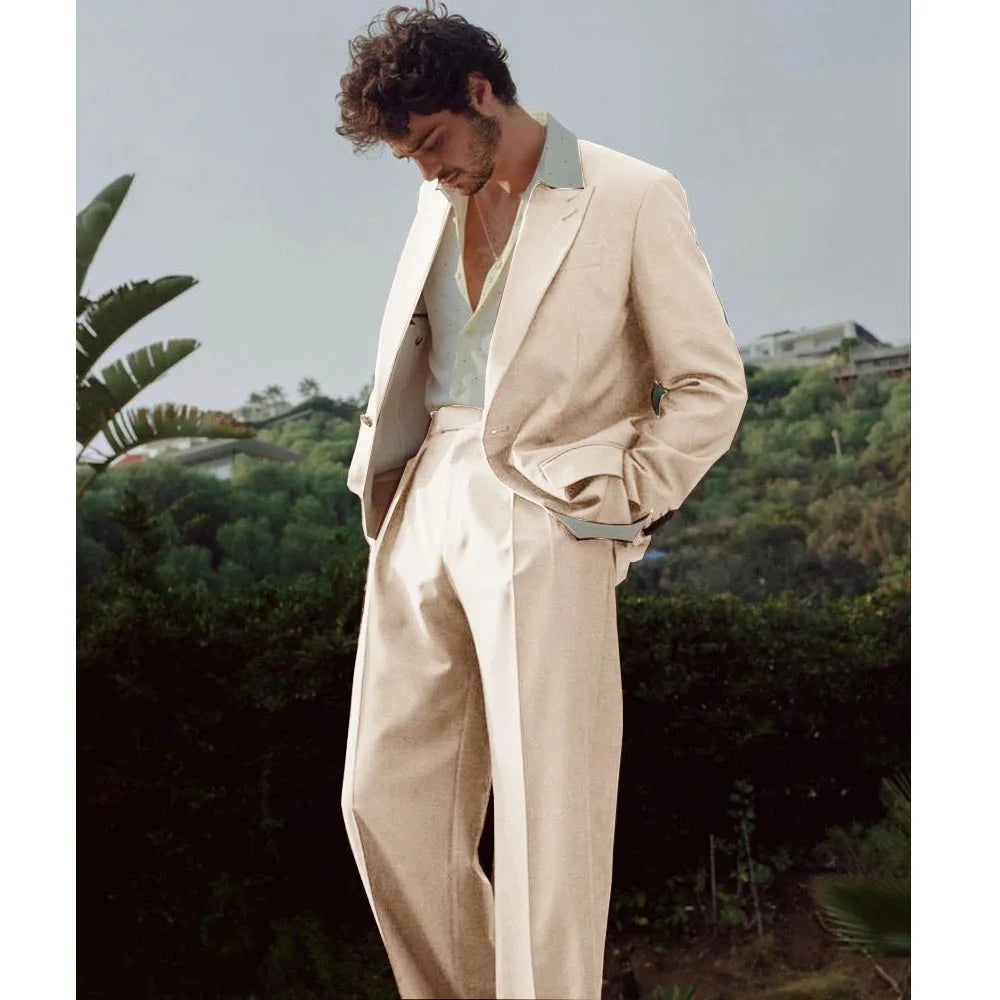 Chaquetas de traje clásicas para hombre. Nuevo traje de sarga para hombre. Blazers de traje francés de dos piezas, estilo informal de negocios, de un solo pecho.