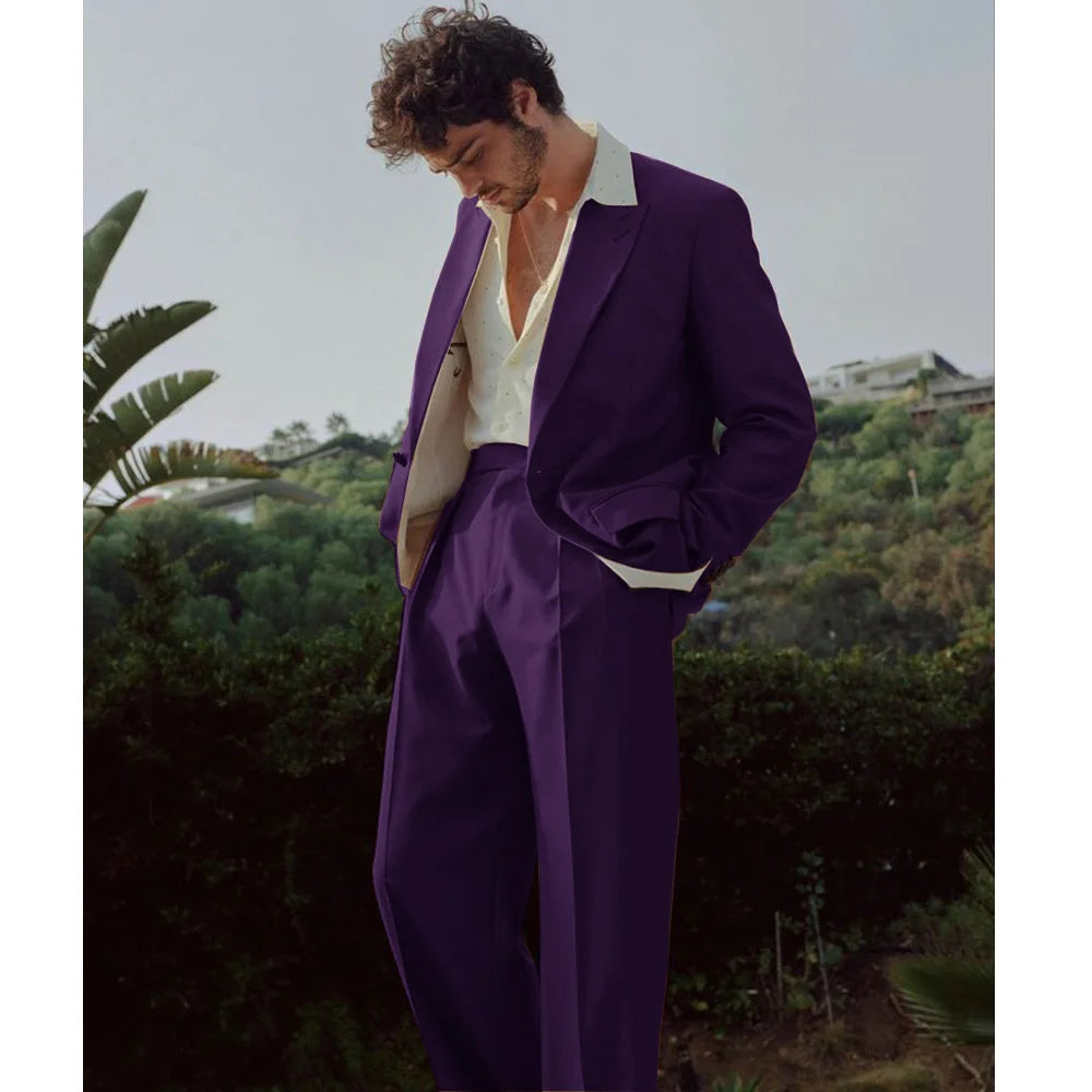 Chaquetas de traje clásicas para hombre. Nuevo traje de sarga para hombre. Blazers de traje francés de dos piezas, estilo informal de negocios, de un solo pecho.