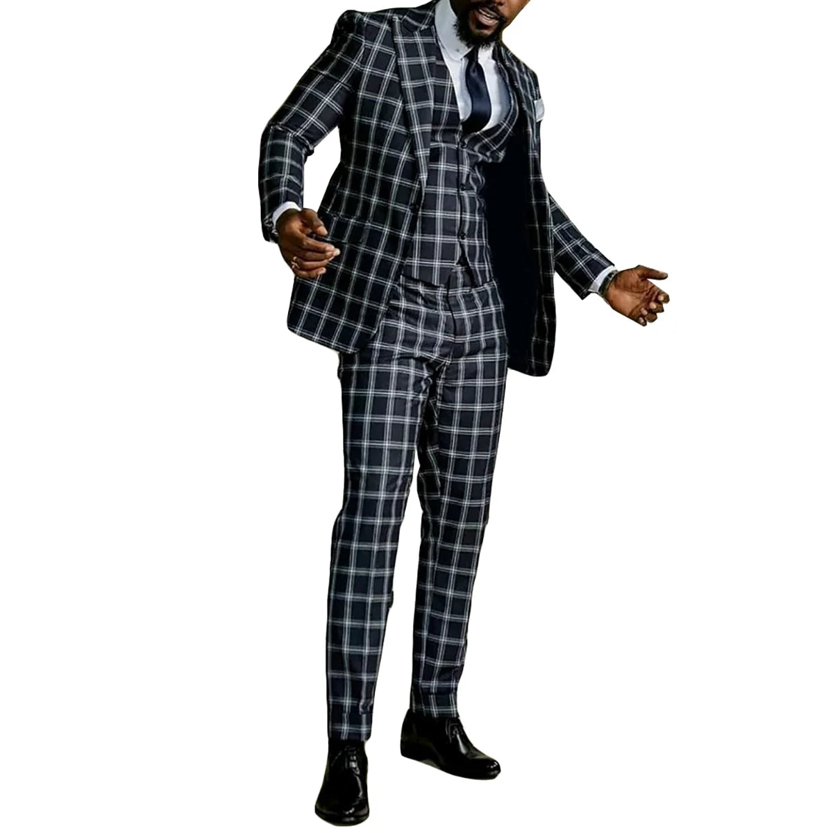 Classic Plaid Groom Men Wedding Tuxedos 3 Pieces Outfits Costume Homme Mariage Party Prom Blazer Wear