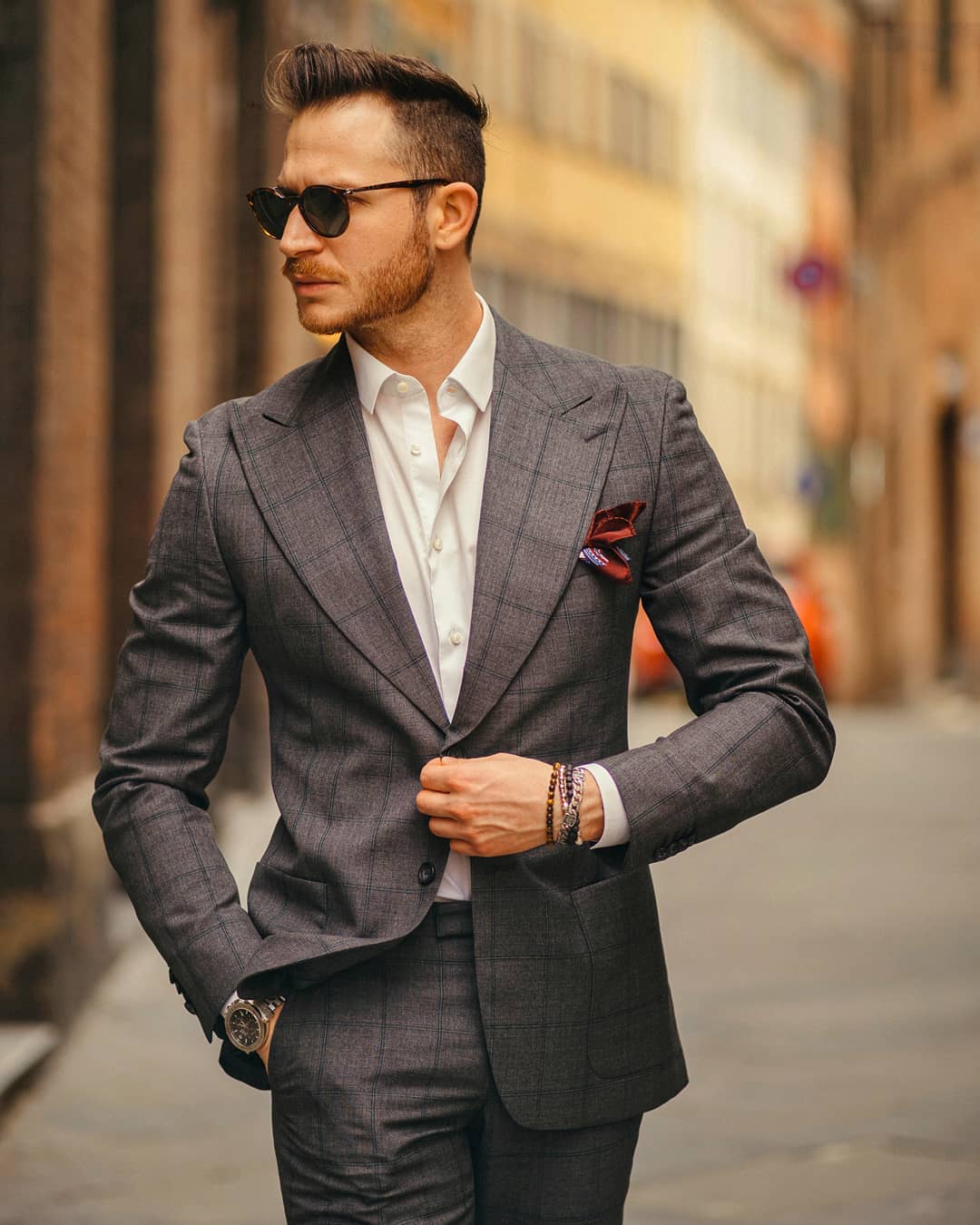 Costume 2 pièces classique à carreaux en laine pour homme, coupe slim, pour bal de promo, mariage (veste et pantalon) 