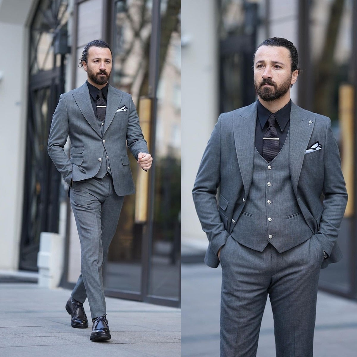 Costumes de mariage classiques pour hommes, smoking sur mesure 3 pièces, veste blazer, occasions formelles, fête, chanteur, marié 