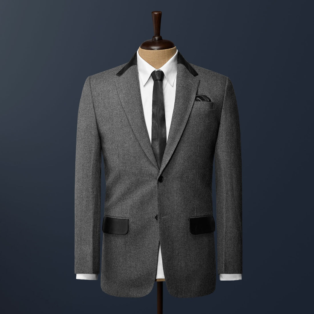 Classic Slim Fit Men Suits With Leather Pocket Two-Pieces Coat And Pant Custom Made Bridegroom Wedding Formal Occasion