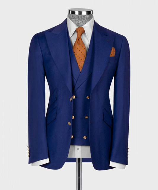 Classic Wedding Man Suits White Formal Groom Tuxedo 3pc Blazer Vest Pant Male Prom Party Suit