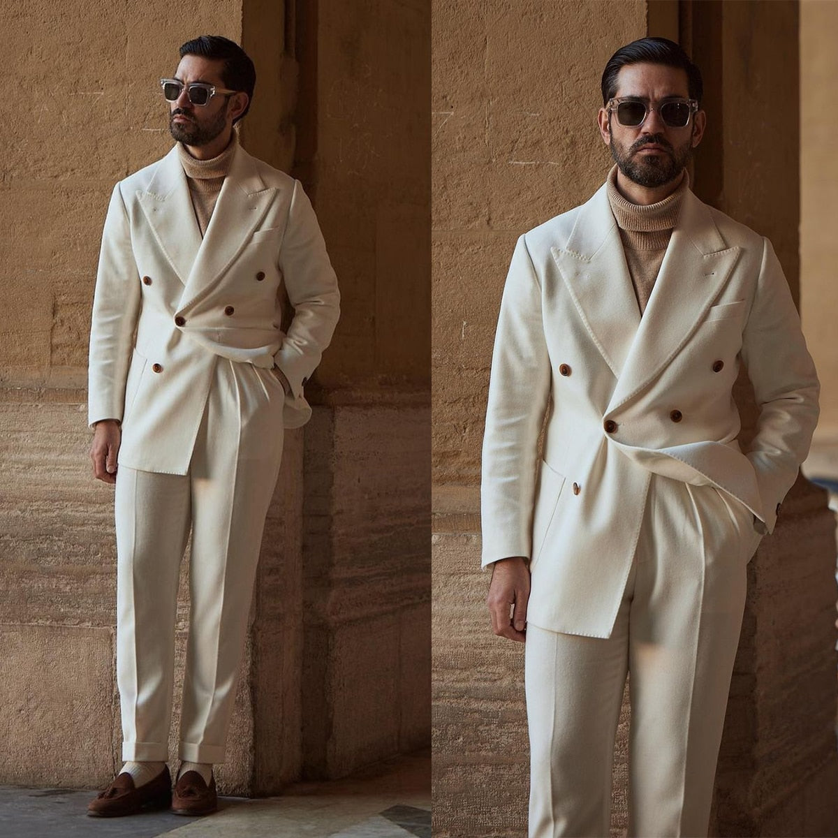 Trajes clásicos de boda para hombre, holgados y cómodos, esmoquin plano a medida, blazer de 2 piezas, traje de fiesta para novio. 
