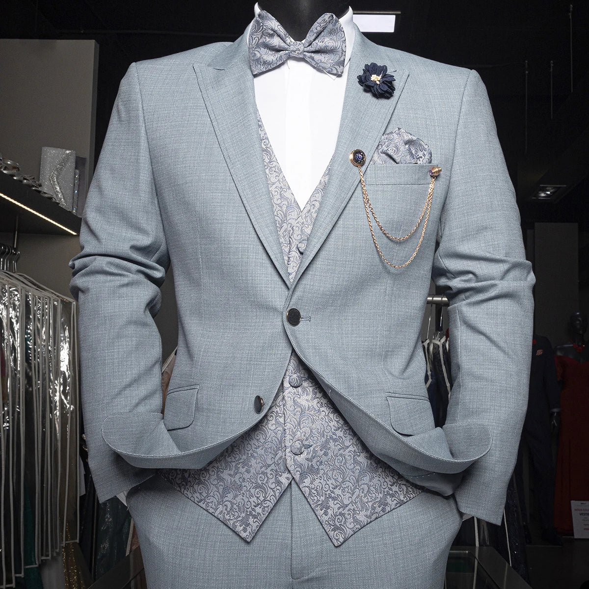 Classic Wedding Men Suits New Fashion Embroider-Vest Gentleman Tailor-Made Groom 3-Pieces Formal Occasions Party Customized