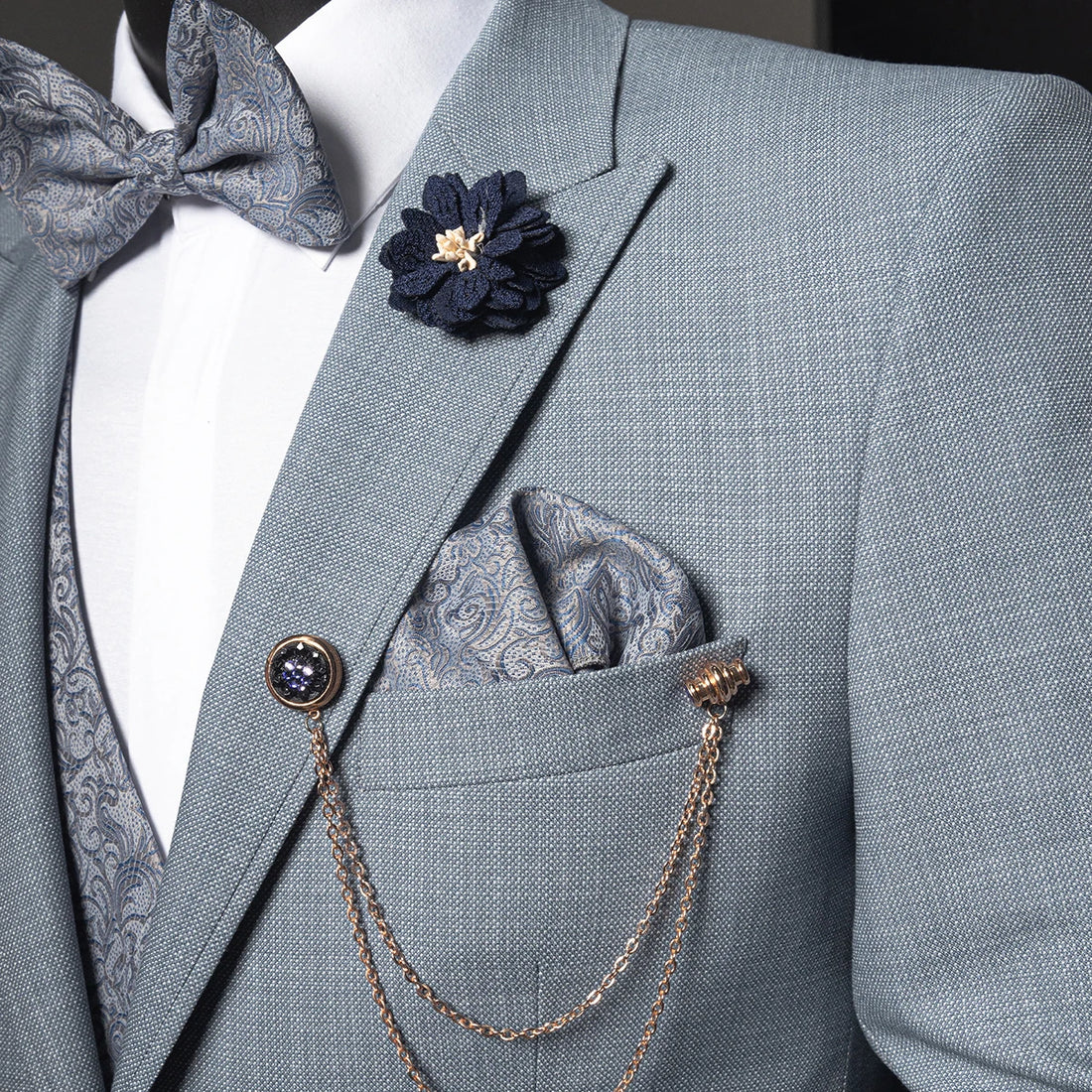 Classic Wedding Men Suits New Fashion Embroider-Vest Gentleman Tailor-Made Groom 3-Pieces Formal Occasions Party Customized